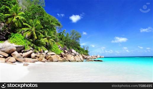 beautiful tropical beach in Seychelles , Praslin island