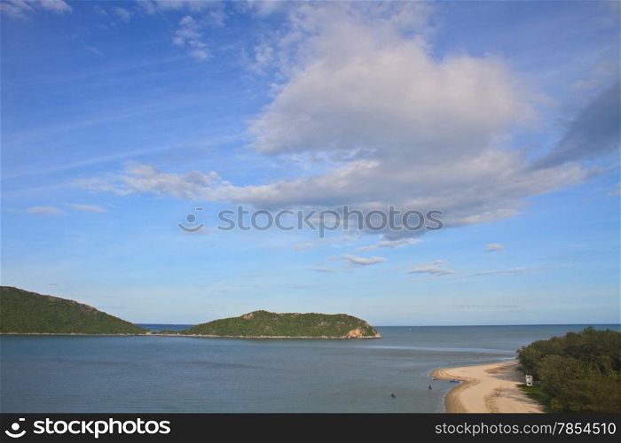 Beautiful tropical island, beach landscape, blue ocean in summer