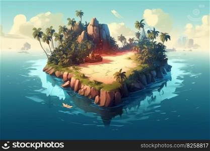 Beautiful tropical island heart shape. Landscape romantic. Generate Ai. Beautiful tropical island heart shape. Generate Ai