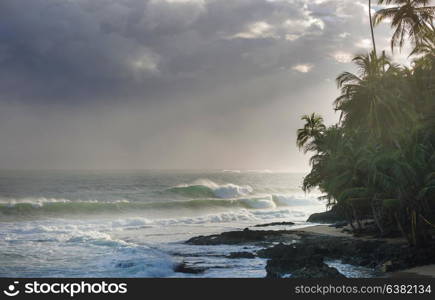 Beautiful tropical Pacific Ocean coast in Costa Rica