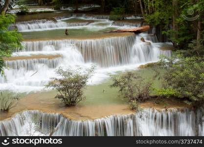 Beautiful Tropical Waterfall in forest of Thailand