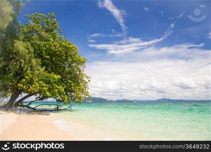 Beautiful tropical white sand beach at Trang andaman sea Thailand