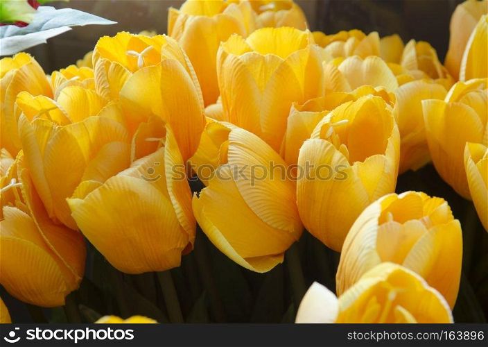 Beautiful tulips at Artificial flower shop