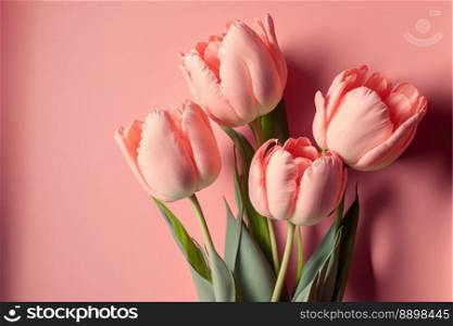 Beautiful tulips for Mother’s Day on pink background. Generatie AI