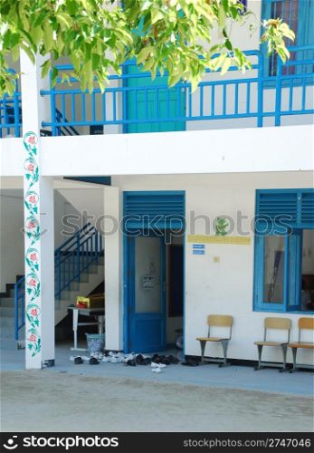 beautiful typical school in a Maldives island