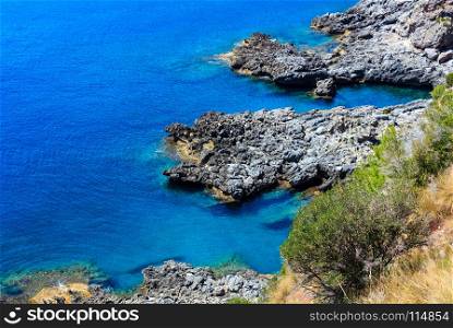 Beautiful Tyrrhenian sea coastline landscape. Not far from Sapri, Campania, Italy