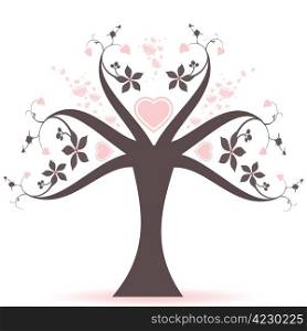 Beautiful valentine tree with hearts pattern