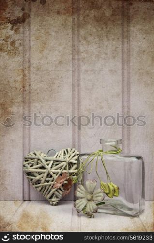 Beautiful vase with heart still life love concept
