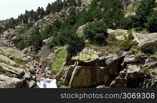 Beautiful veil cascading waterfalls (Spain,Vall de Nuria)