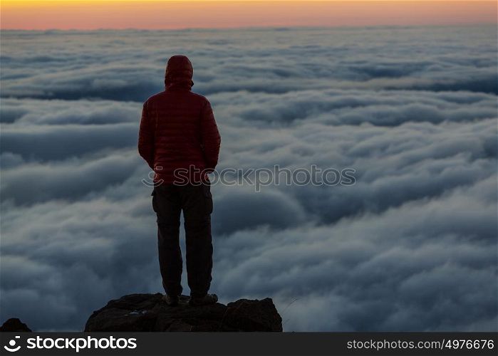 Beautiful view above clouds in mountains