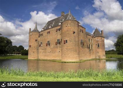 Beautiful view at the Ammersoyen Castle in the Dutch village Ammerzoden. Ammersoyen Castle in Ammerzoden