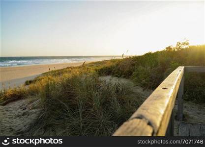 Beautiful view beach of lakes entrance with sunset in Victoria, Australia