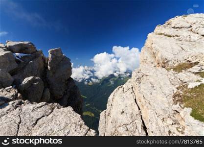 beautiful view from Pale di San Martino mount, Trentino, Italy