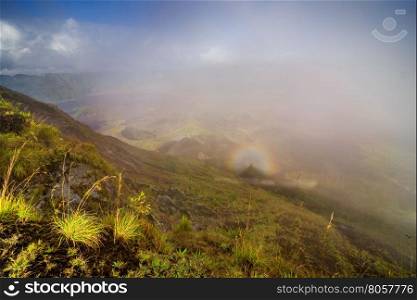 Beautiful view from the top of Batur volcano. Bali, Indonesia