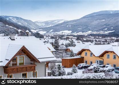 Beautiful view of Alpine village at Austria