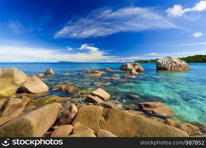 Beautiful view of Anze Lazio beach in Praslin, Seychelles