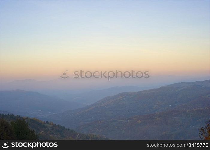 Beautiful view of Balkans mountains at sunset