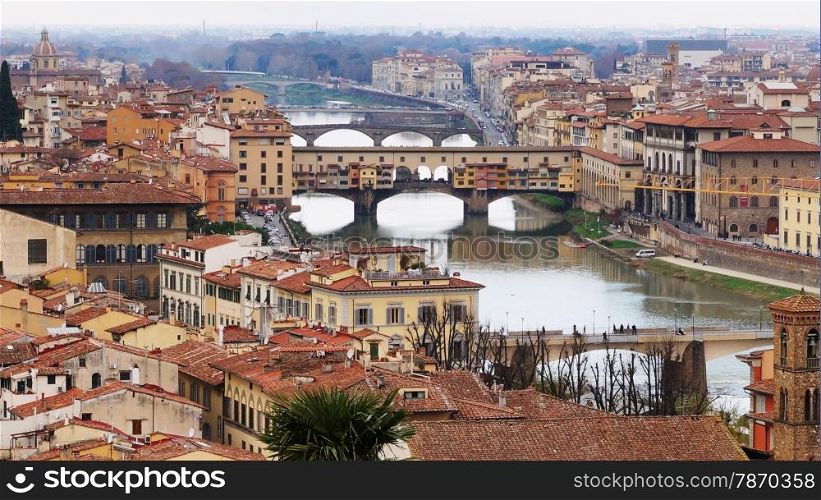 Beautiful view of bridge Ponte Vecchio, Florence, Italy