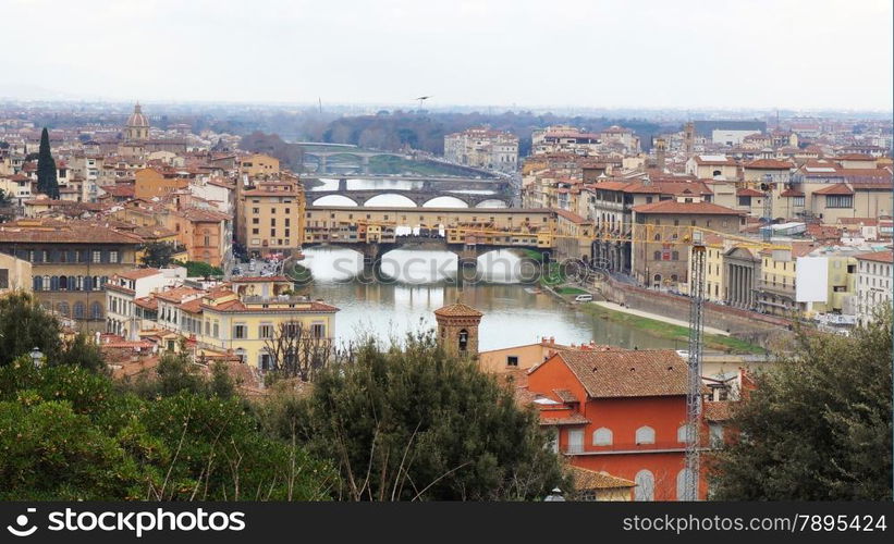 Beautiful view of bridge Ponte Vecchio, Florence, Italy