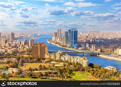 Beautiful view of Cairo and the Nile from above, Egypt.. Beautiful view of Cairo and the Nile from above, Egypt