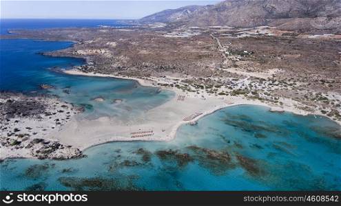 Beautiful view of deep blue beach Elafonissi at Crete