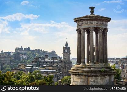 Beautiful view of Edinburgh city from Calton Hill, Scotland