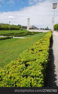 beautiful view of Eduardo VII park in Lisbon, Portugal