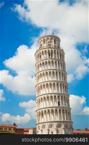 Beautiful view of leaning tower of Pisa, Italy. Tourists visiting the leaning tower of Pisa , Italy