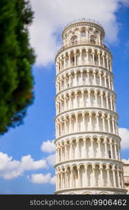 Beautiful view of leaning tower of Pisa, Italy. Tourists visiting the leaning tower of Pisa , Italy