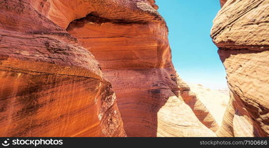 Beautiful view of light inside Antelope Canyon, Arizona.