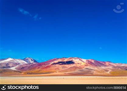Beautiful view of mountain and Salvador Dali Desert in Uyuni, Bolivia