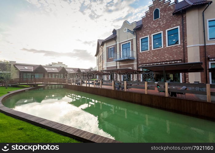 Beautiful view of old european city with canal