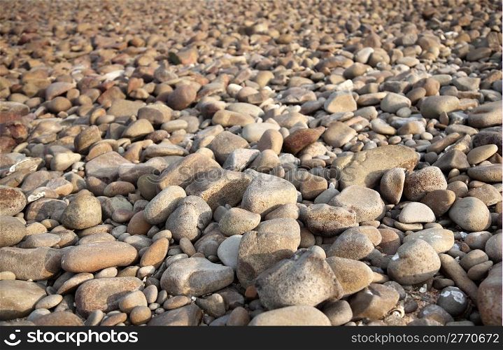 Beautiful view of rocks and stones texture , focus on stones.