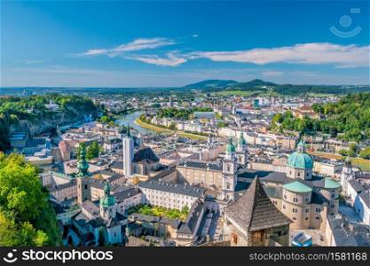 Beautiful view of Salzburg city skyline in the summer, Austria