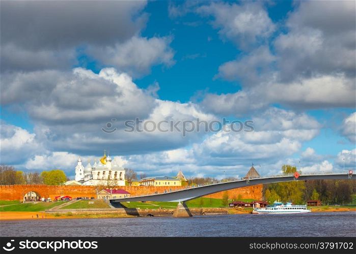 beautiful view of the churches of Novgorod Kremlin
