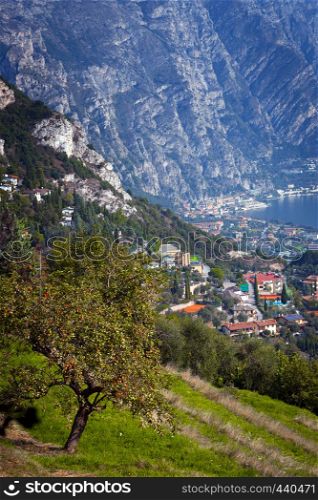 beautiful view of the famous town Limone sul Garda, Italy.