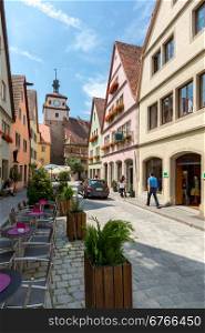 Beautiful view of the historic town of Rothenburg ob der Tauber, Franconia, Bavaria, Germany