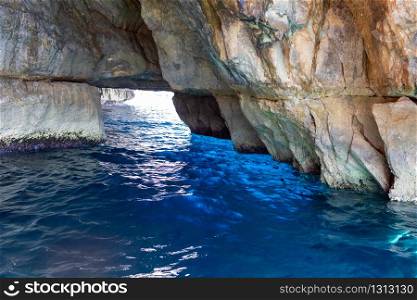 beautiful view of the rock in the sea in Malta. water of turquoise and blue.. beautiful view of the rock in the sea in Malta. water of turquoise and blue