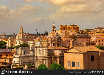 Beautiful view of the rooftops of rome in italy