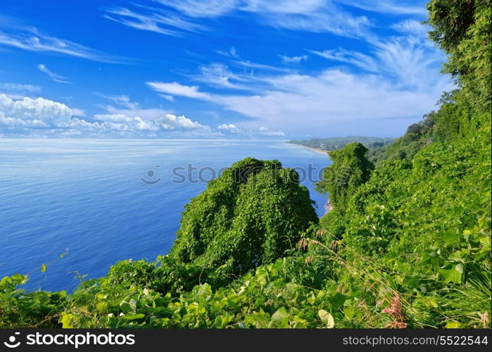 Beautiful view of the sea and blue sky. Green Cape. Georgia