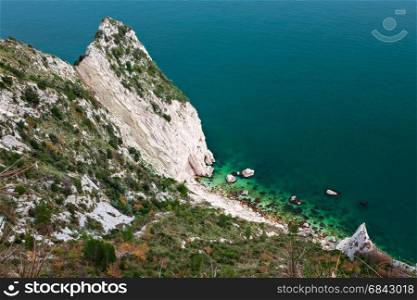 Beautiful view of two sisters, spiaggia delle due sorelle, in mount Conero, Italy