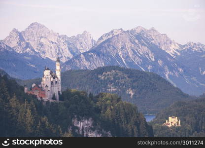 Beautiful view of world-famous Neuschwanstein Castle.. Beautiful view of world-famous Neuschwanstein Castle. Bavaria, Germany