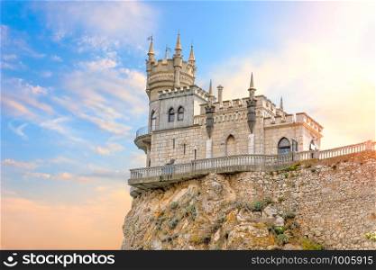 Beautiful view on the Swallow Nest Castle in the sky, Crimea, Ukraine.. Beautiful view on the Swallow Nest Castle in the sky, Crimea, Ukraine