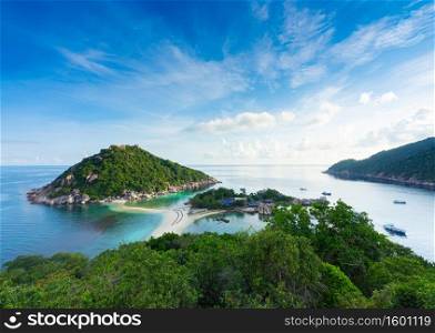 Beautiful view point of Nang Yuan island, the popular tourist destination near Samui island in gulf of Thailand.