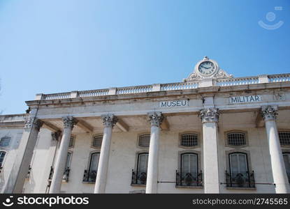 beautiful view to Military museum in Lisbon, Portugal (blue sky background)