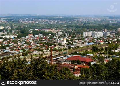 beautiful view to the house-tops in Lvov city from bird&#39;s-eye view