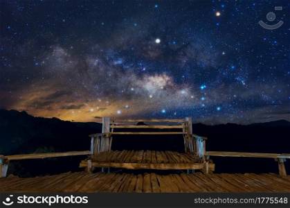 Beautiful views and night sky with the milky way galaxy, (Baan Jabo), Mae Hong Son, Baan Jabo one of the most amazing Mist in Thailand.. View point with Milky Way Galaxy.