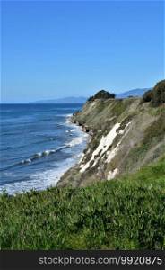 Beautiful views of the shore and bluffs in California.