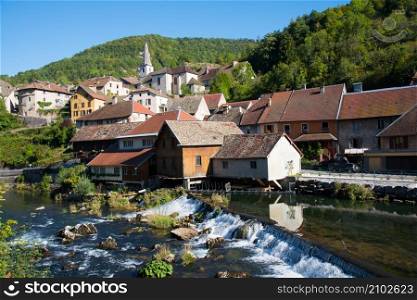 Beautiful village of Lods in the Franche Comte area in France