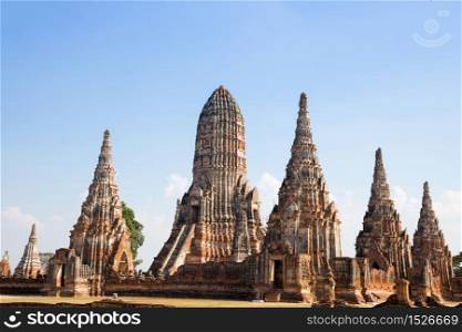 Beautiful Wat Chai Watthanaram temple in ayutthaya Thailand is most popular tourist